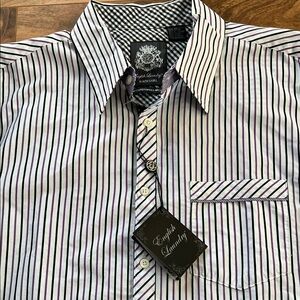 New With Tags English Laundry BLAQUE Label Mens XL Striped Button Down Shirt